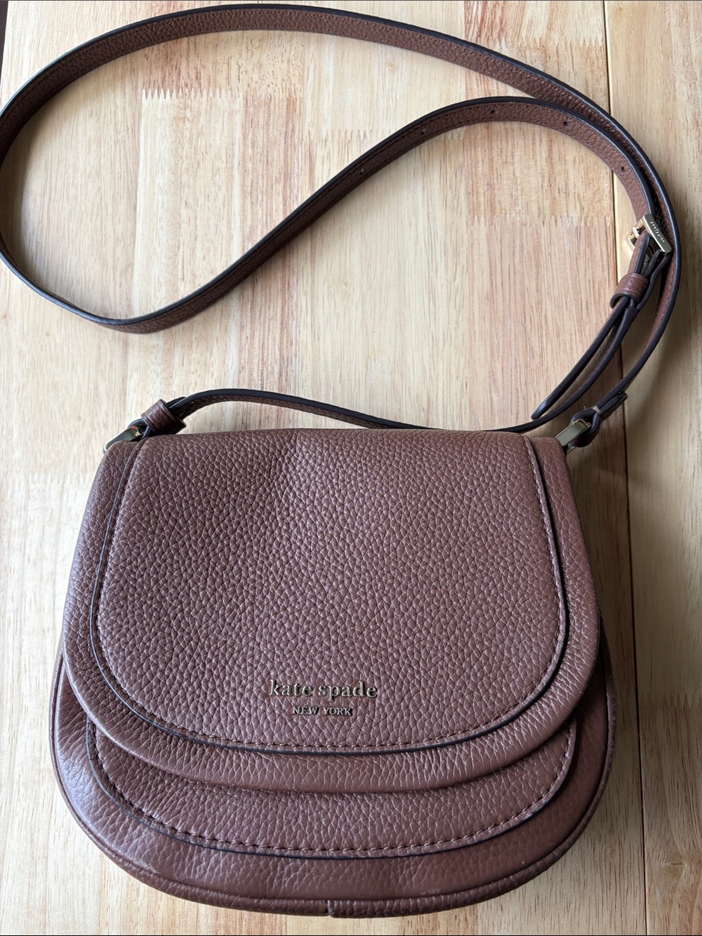 kate spade Brown Pebbled Leather Saddle Crossbody
